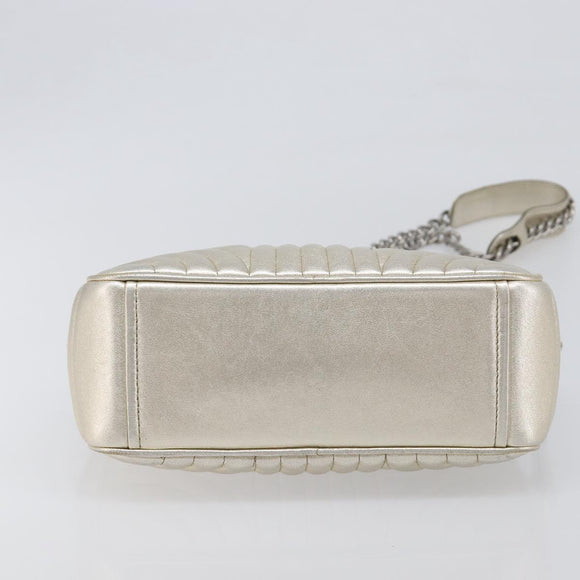 PRADA Diagram Chain Shoulder Bag Leather Champagne Gold Auth 196586V