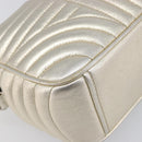 PRADA Diagram Chain Shoulder Bag Leather Champagne Gold Auth 196586V-12