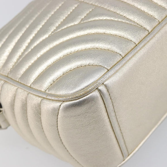 PRADA Diagram Chain Shoulder Bag Leather Champagne Gold Auth 196586V