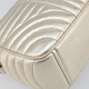 PRADA Diagram Chain Shoulder Bag Leather Champagne Gold Auth 196586V-14
