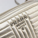 PRADA Diagram Chain Shoulder Bag Leather Champagne Gold Auth 196586V-15