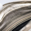 PRADA Diagram Chain Shoulder Bag Leather Champagne Gold Auth 196586V-17