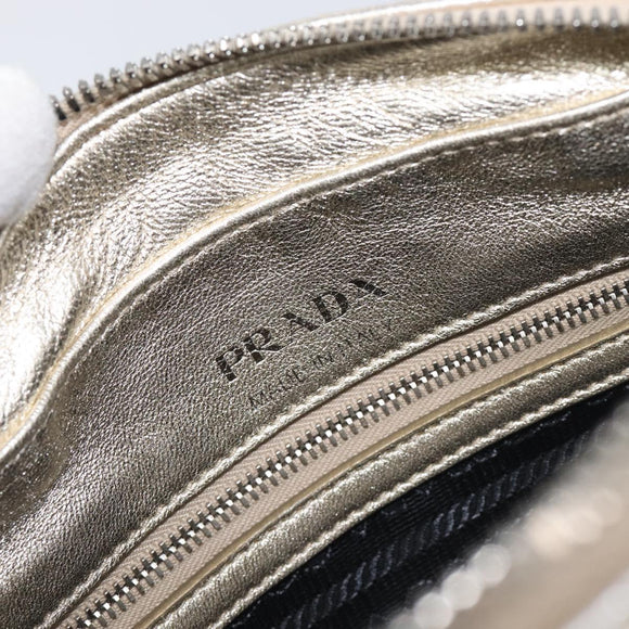 PRADA Diagram Chain Shoulder Bag Leather Champagne Gold Auth 196586V