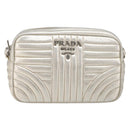 PRADA Diagram Chain Shoulder Bag Leather Champagne Gold Auth 196586V-2
