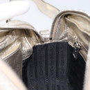 PRADA Diagram Chain Shoulder Bag Leather Champagne Gold Auth 196586V-20