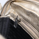PRADA Diagram Chain Shoulder Bag Leather Champagne Gold Auth 196586V-21