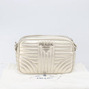 PRADA Diagram Chain Shoulder Bag Leather Champagne Gold Auth 196586V-26