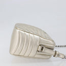 PRADA Diagram Chain Shoulder Bag Leather Champagne Gold Auth 196586V-4