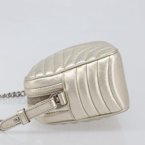 PRADA Diagram Chain Shoulder Bag Leather Champagne Gold Auth 196586V