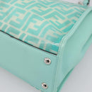 FENDI Zucca Canvas Peek A Boo Regular Bag Leather 2way Green Silver Auth 196588A-12