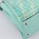 FENDI Zucca Canvas Peek A Boo Regular Bag Leather 2way Green Silver Auth 196588A-13