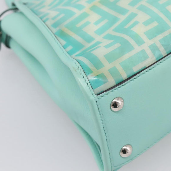 FENDI Zucca Canvas Peek A Boo Regular Bag Leather 2way Green Silver Auth 196588A