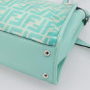 FENDI Zucca Canvas Peek A Boo Regular Bag Leather 2way Green Silver Auth 196588A-14