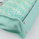 FENDI Zucca Canvas Peek A Boo Regular Bag Leather 2way Green Silver Auth 196588A-15