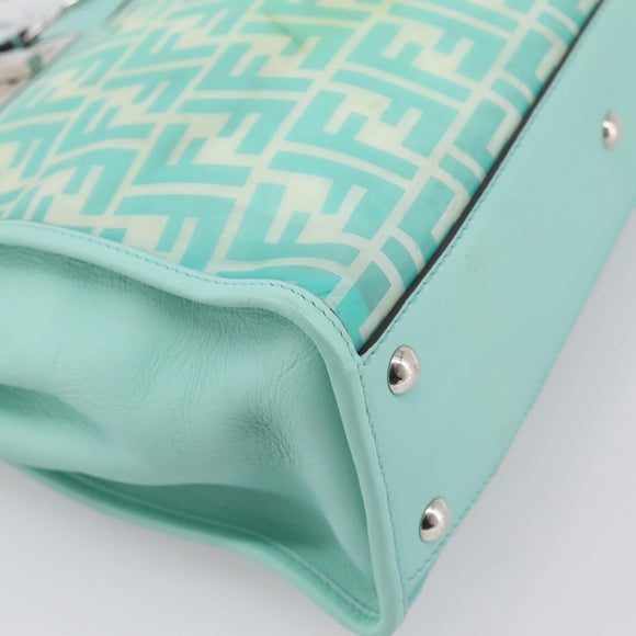 FENDI Zucca Canvas Peek A Boo Regular Bag Leather 2way Green Silver Auth 196588A