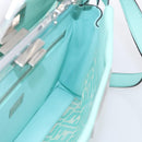 FENDI Zucca Canvas Peek A Boo Regular Bag Leather 2way Green Silver Auth 196588A-18
