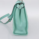 FENDI Zucca Canvas Peek A Boo Regular Bag Leather 2way Green Silver Auth 196588A-5