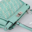 FENDI Zucca Canvas Peek A Boo Regular Bag Leather 2way Green Silver Auth 196588A-6