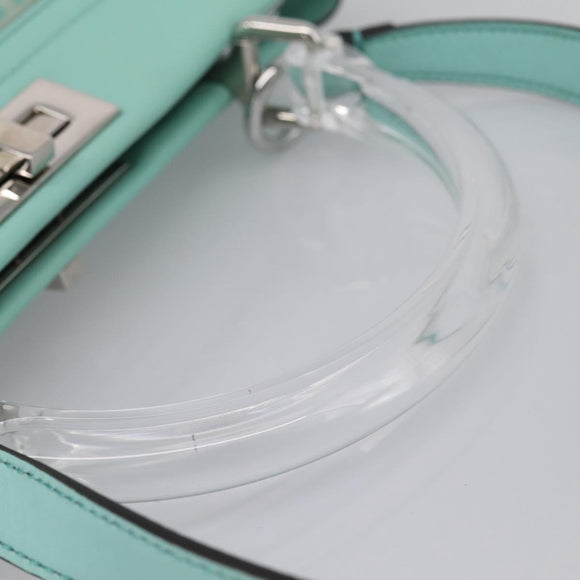 FENDI Zucca Canvas Peek A Boo Regular Bag Leather 2way Green Silver Auth 196588A