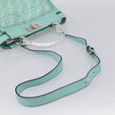 FENDI Zucca Canvas Peek A Boo Regular Bag Leather 2way Green Silver Auth 196588A-9