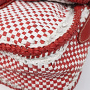 PRADA Shoulder Bag Leather White Red Auth 196589A-9
