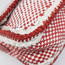 PRADA Shoulder Bag Leather White Red Auth 196589A-14