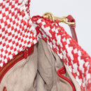 PRADA Shoulder Bag Leather White Red Auth 196589A-21