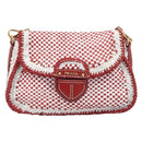 PRADA Shoulder Bag Leather White Red Auth 196589A-13