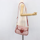 PRADA Shoulder Bag Leather White Red Auth 196589A-25
