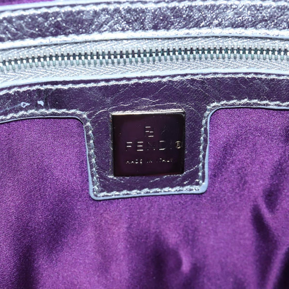 FENDI Mamma Baguette Shoulder Bag Canvas Blue Silver Auth 196591V