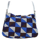 FENDI Mamma Baguette Shoulder Bag Canvas Blue Silver Auth 196591V-3