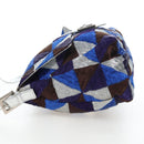 FENDI Mamma Baguette Shoulder Bag Canvas Blue Silver Auth 196591V-4