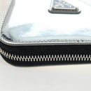PRADA Chain Shoulder Bag Patent leather Silver Auth 196592M-16