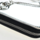 PRADA Chain Shoulder Bag Patent leather Silver Auth 196592M-17