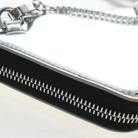 PRADA Chain Shoulder Bag Patent leather Silver Auth 196592M