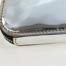 PRADA Chain Shoulder Bag Patent leather Silver Auth 196592M-18