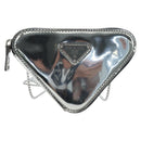 PRADA Chain Shoulder Bag Patent leather Silver Auth 196592M-13