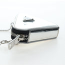 PRADA Chain Shoulder Bag Patent leather Silver Auth 196592M-3