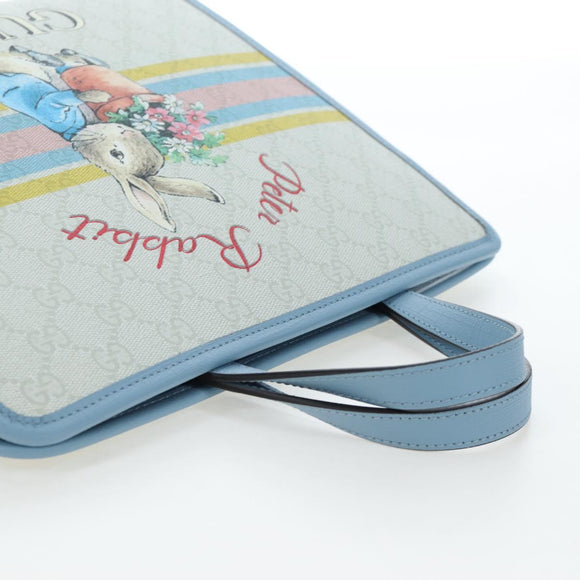 GUCCI GG Supreme Children's PVC Peter Rabbit White Blue 605614 Auth 196593SAM