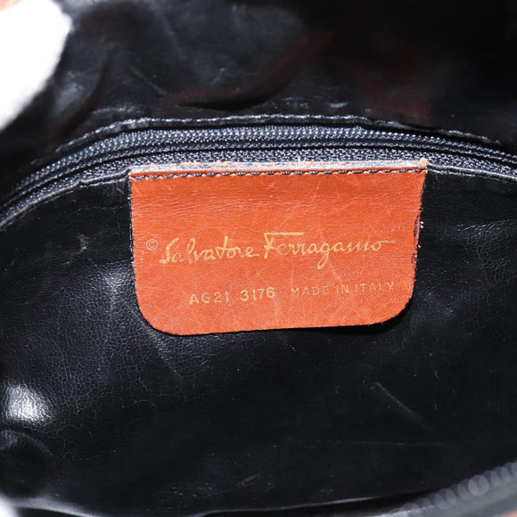 Salvatore Ferragamo Pouch Shoulder Bag PVC Leather 2 Set Brown Auth 196602
