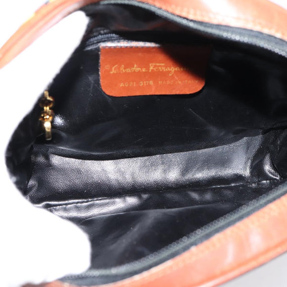 Salvatore Ferragamo Pouch Shoulder Bag PVC Leather 2 Set Brown Auth 196602