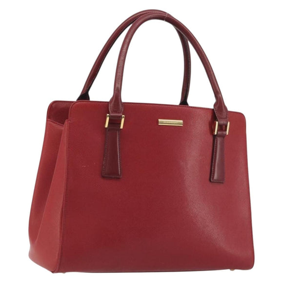 BURBERRY Hand Bag Leather Red Gold Auth 196605