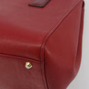 BURBERRY Hand Bag Leather Red Gold Auth 196605-10