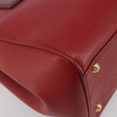 BURBERRY Hand Bag Leather Red Gold Auth 196605-11