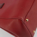 BURBERRY Hand Bag Leather Red Gold Auth 196605-13