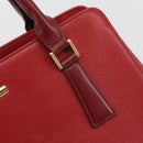 BURBERRY Hand Bag Leather Red Gold Auth 196605-15