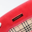 BURBERRY Hand Bag Leather Red Gold Auth 196605-16