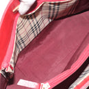BURBERRY Hand Bag Leather Red Gold Auth 196605-17