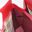 BURBERRY Hand Bag Leather Red Gold Auth 196605-18