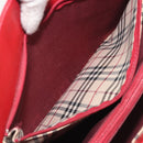 BURBERRY Hand Bag Leather Red Gold Auth 196605-21